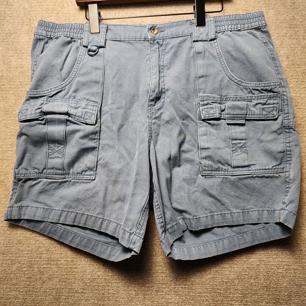 Hook‎ & Tackle Cargo Shorts Mens 40 Blue Cotton Canvas Utility Hiking Outdoor